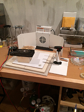Sentry Air's solder fume extractor in the studio of artist Catherine Witherell.